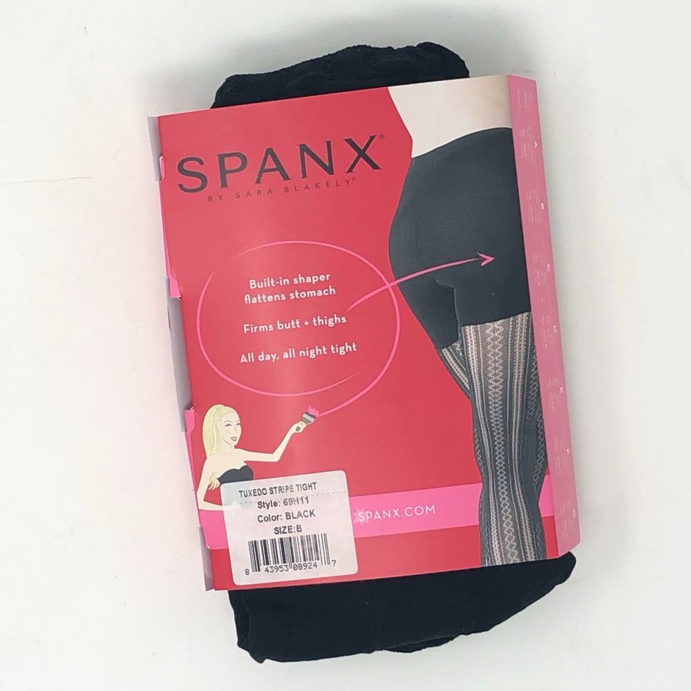 SPANX LOT of 2 Bodyshaping Tuxedo Stripe Tights - Picture 5 of 16